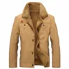 Herenjacks winter bommenwerper fleece jas mannen dikker piloot parkas jassen warm casual katoenen bont kraag leger tactische druppel