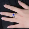 Hommes de luxe anneaux argent bijoux fins saphir Zircon pierres précieuses bague ouverte pour fiançailles bague de mariage