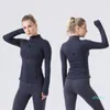 2021 Align LU-07 Veste de yoga à manches longues pour femmes Couleur unie Nude Sports Façonner la taille Serré Fitness Loose Jogging Sportswear Haut pour femmes