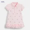 Little Maven zomerjurk casual katoenen kleding roze regenboog mooie prinses voor baby meisjes kinderen 2 tot 7 jaar 220422