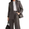 Women's Two Piece Pants Black Women Bussiness Suit Jacket One Button Pink Lapel Slim Lady Blazer Trouser Set Office Female ClothingWomen's