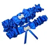 Satin Bridal Royal Blue Bow Wedding Leg Garter Set Vintage Garters