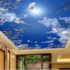 Carta da parati del cielo blu della ciliegia del soffitto 3D personalizzato del soffitto 3D per il bagno Sfondo del soffitto del soffitto 3d sul soffitto