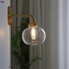 Duvar lambası Çekme Zinciri Nordic Modern Sconce Yatak Odasının Yanında Banyo Aynası Merdiven Açık Cam Top Wandlamp Luminaira Aydınlatma Düğümü
