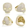 Iced Out Skull Ring Mens Silver Gold Ring High Quality Full Full Diamond Hip Hop Rings Bijoux