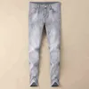 Våren 2022 och sommarmän ljusgrå boutique enkel medium midja mikro elastiska små raka jeans