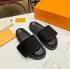 Diseñador Piscina Almohada Confort Sandalias Zapatillas Mula Desfile de moda Nueva zapatilla Dama Zapatos de nylon Correa Hombres Sandalias de cuero Puesta de sol Plana Suela de goma Diapositivas