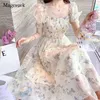 Casual Floral Party Dress Summer White Szyfonowe Długie sukienki Eleganckie krótkie wróżki sukienki dla kobiet odzież Vestidos 20044 220517