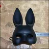 Designer Masks Pvc Easter Bunny Girl Mask Black Sexy Rabbit Ear White Cut Dh0Ap