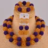 Orecchini Collana Set di gioielli africani blu reale e giallo Costume di perline nigeriane FZZ94Orecchini OrecchiniOrecchini