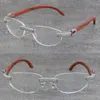 Vente de cadres transparents en métal sans monture en bois Designer 1164 Grain Ensemble de diamants micro-pavés Lunettes Rouge Optique en bois Hommes Femmes Lunettes en or 18 carats Cadre sans cadre