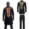 Ethnische Kleidung Full Ärmel Luxus Mann Hemd Hosen Set 3D -Druck afrikanischer Stil Hip Hop Street Male Dashiki Tops Bazin Riche Outfiteth