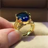 Eheringe Luxus männliche Frau Big Oval Crystal Stone Ring Mode Frauen Frauen Gold Engagement Vintage Blau weiß lila Zirkon Wynn22