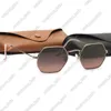 Womens Mens Sunglasses fashion Octagonal Sunglass Flat Metal Sun glasses uv protection lenses with leather case and qr code280a