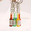 Keychains Korean Simulation Cute Tiny Soju Bottle Keychain Resin Beer Drink Keyring Women Trinket Jewelry Friend Travel Gift Souve3032408