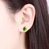 Stud 925 Sterling Silver Earring For Women Party Jewelry Crystal Green Zircon Gold Earrings Lady Wedding GiftsStud Moni22