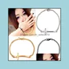 Charm Bracelets Bangles Korean Metal Cross Bracelet 3 Colors Sier Gold Black Infinity Drop Delivery 2021 Jewelry Dhseller2010 Dhw3Z