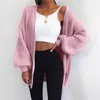 Malhas femininas camisetas malha feminina malha de cor sólida cora de morcego solto cardigan outono e inverno casual ladies jaqueta sweaterwomen's