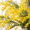 Decorative Flowers & Wreaths 86cm 3 Forks Artificial Acacia Yellow Mimosa Plush Pudica Spray Cherry Fake Silk Flower Wedding Party Decor Red