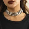 Layered Bead Chain Short Choker Necklace for Women Gold/Silver Color Big CCB Ball Necklace 2022 Fashion Jewelry Collar Gift