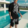 Conjunto de roupas masculinas camiseta impressa 3D Brave Lion Tiger Sportswear