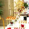 Glossy Gold Iron Rack With Acrylic Holder For Wedding Decoration Party Feast Dessert Candy Cookie Cupcake Holder Table Flowers Cake Stand Buffet Banquet