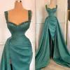 Seksowna turkusowa osłona Prom Dresses Sweetheart High Side Split Zroszony Kryształy Otwarty Powrót Płetki Długość podłogi Formalne Party Suknie Wieczorne Dress Custom Made