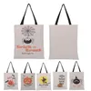 Halloween Candy Bag Party Portable Drawstring Pocket Bat Letter Print Tote Tassen Canvas Cartoon Trick of behandel kinderen Casual Gift Sack 0815