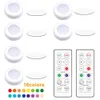 Remote Control LED Puck Night Lights Dimmable 16 Colors Under Cabinet Light for Kitchen Showcase Stair Cabinet Closet Decor Lamp