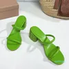 Primavera Nova Sandálias High-Heeled Sandálias Designer de Luxo Sapatos de Couro Rodada de Tee Moda All-Match Mid-Heel Mid-Word Senhoras Chinelos U888
