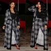 Women's Two Piece Pants Set Women Tie Waist Long Office Lady Outfits Cloak Maxi Coat Runway Twin Suit X-Long Top Cardigan Luxury 2 PcsWomen'