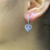 Boucles d'oreilles créoles clip à visser en or blanc pour femmes U Moissanite Diamants 0.5 1 2 3 Ct Coeur Rond Mariage Fête Fiançailles Annive