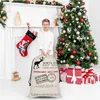 Large Canvas Christmas Gift Bag Kids Xmas Red Present Bag Home Decoration Reindeer Santa Sack For New Year Party Decors