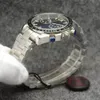 Cronografo al quarzo di alta qualità 44 mm Orologi da uomo Lancette rosse Bracciale in acciaio inossidabile Lunetta fissa con anello superiore che mostra tachimetro 194t