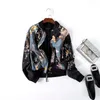 Kvinnans jackor 2022 Autumn Wear Silk Jacket dragkedja Fashion Printing Casual Coat Baseball Suit