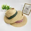 Nouveau ruban paille pour femmes été respirant bord plat soleil filles vacances plage crème solaire casquette visière chapeau