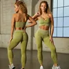 1/2 / 3 Sztuk Ribbed Myte Set Seamless Yoga Zestaw Crop Top Kobiety Koszula Legginsy Outfit Trening Fitness Wear Siłownia Zestawy Sportowe Ubrania 220330
