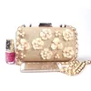 Evening Bags Elegant Fashion Pearl Beaded Flowers Mini Golden Wedding Party Clutch Bag Shoulder Ladies Flap PurseEvening