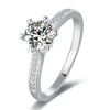 Cluster Ringen 14K AU585 Wit Gouden Ring Dames Wedding Anniversary Engagement Party 4 Claw Round Moissanite Diamond Elegant