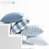 Kuddefodral Plaid randig polyester bomullsduk kudde täcker kudde ljusblå stol soffa heminredning kast kudde 30x50 45x45 220623