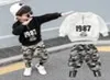 Conjunto de roupas militares para meninos grandes, 2 peças, roupas para meninos grandes, calças, trajes de treino camuflados para 312t t7353695