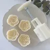 4 Teile/satz 30g50g Rose Form Mooncake Mold Valentinstag HandPressure Mond Kuchen Form DIY Dekoration Backen Werkzeuge Küche 220701