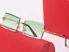 女性デザイナーサングラスサンシェード眼鏡反射レクリング複合金属リムレス光学長方形フレーム夏のファッションの試合