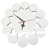 Sublimation Wall Clock Face Blank MDF Wooden Wall Clocks with 12 Circles Round Shape Photo Frame Holder For Home Decoration 0509