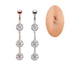 Zircon Crystal Belly Button Rings For Women Navel Ring Surgical Steel Barbell Heart Round Body Piercing Jewelry