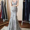 Loyeloy Evening Dresss Серебряная сексуальная русалка для выпускного вечера с v-образным вырезом на тонких бретельках и открытой спиной женские вечерние платья W220421