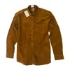 S ~ 5xl 100% bawełna sztruksowa koszula Mężczyźni Koszule Casual Soft Leisure Solidne regularne dopasowanie Długie Rękaw Mężczyzna Odzież Odzież 220401
