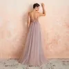 Sexy Spaghetti Straps Evening Dresses Arrival V-Neck Rhinestones Beading Formal Prom Gowns with Slit robe de soiree 220510