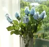 Blue artificial flowers Fresh Real Touch rose Bud royal wedding decorations and bouquet