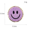 Costura Nocções Ferro no sorriso Patch Towel Bordado Bordado para roupas DIY adesivo redondo costurar no casaco applique glitter borda